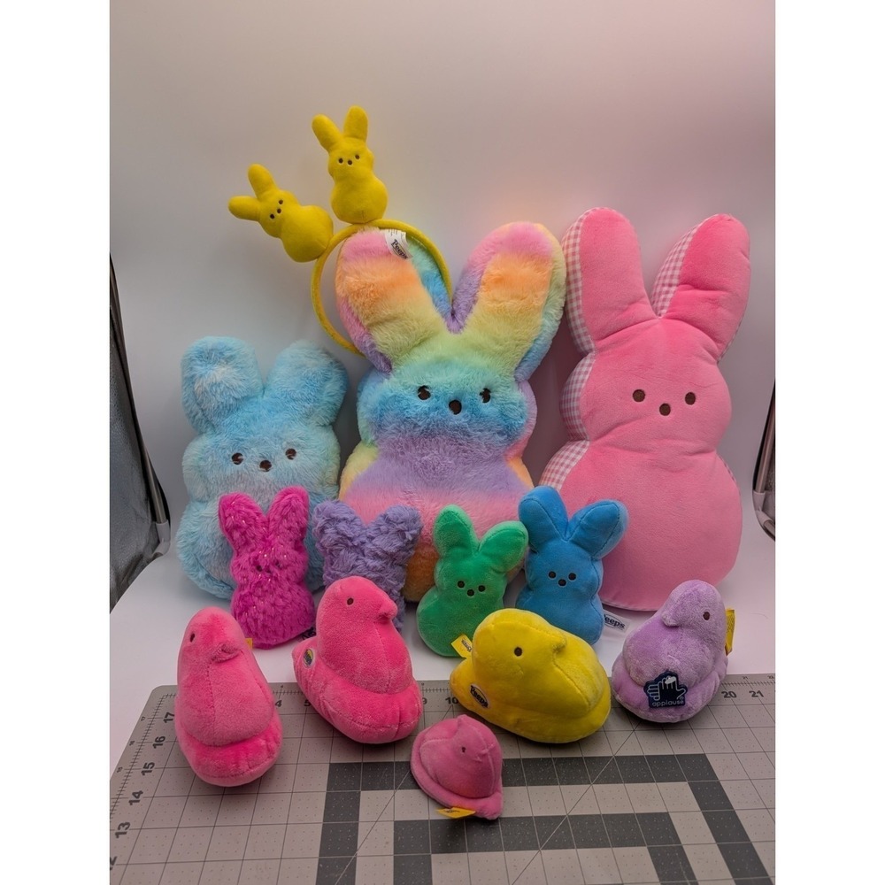 Peeps Rabbits Bunnies Chicks Plush Lot 16 12 6 Inch